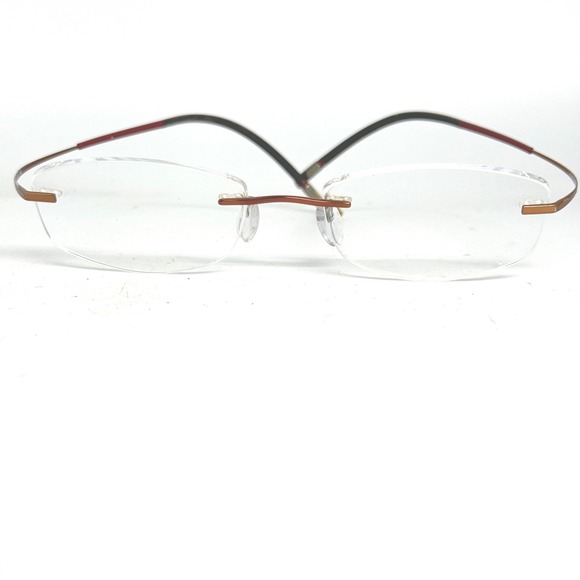 Silhouette Rimless Eyeglasses Frames Titanium Metal Red‎ Temple Modern 21078